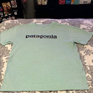 Patagonia Mint Green Logo Tee Shirt- Size M